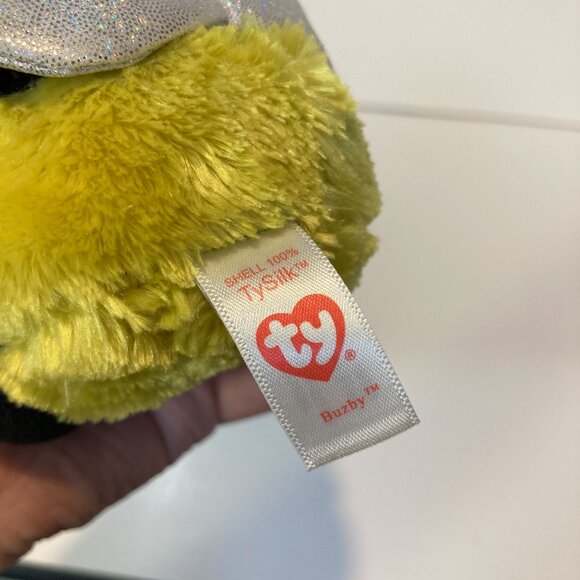 Ty Beanie Boos Buzby Bumble Bee 6" Stuffed Plush Toy 2017 Orange Eyes With Tag - Picture 10 of 11